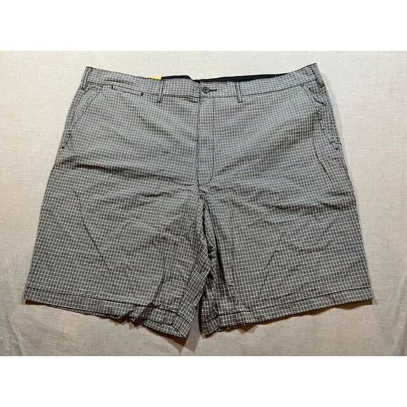 Nautica Shorts Mens 48 Black‎ Check Chino Pocketed Belted Zip Button Men. - Picture 1 of 11